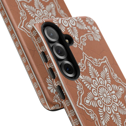 Talavera Terracotta Phone Case | Mexican Floral Pattern iPhone & Samsung Tough Case | Boho Clay Aesthetic Cover