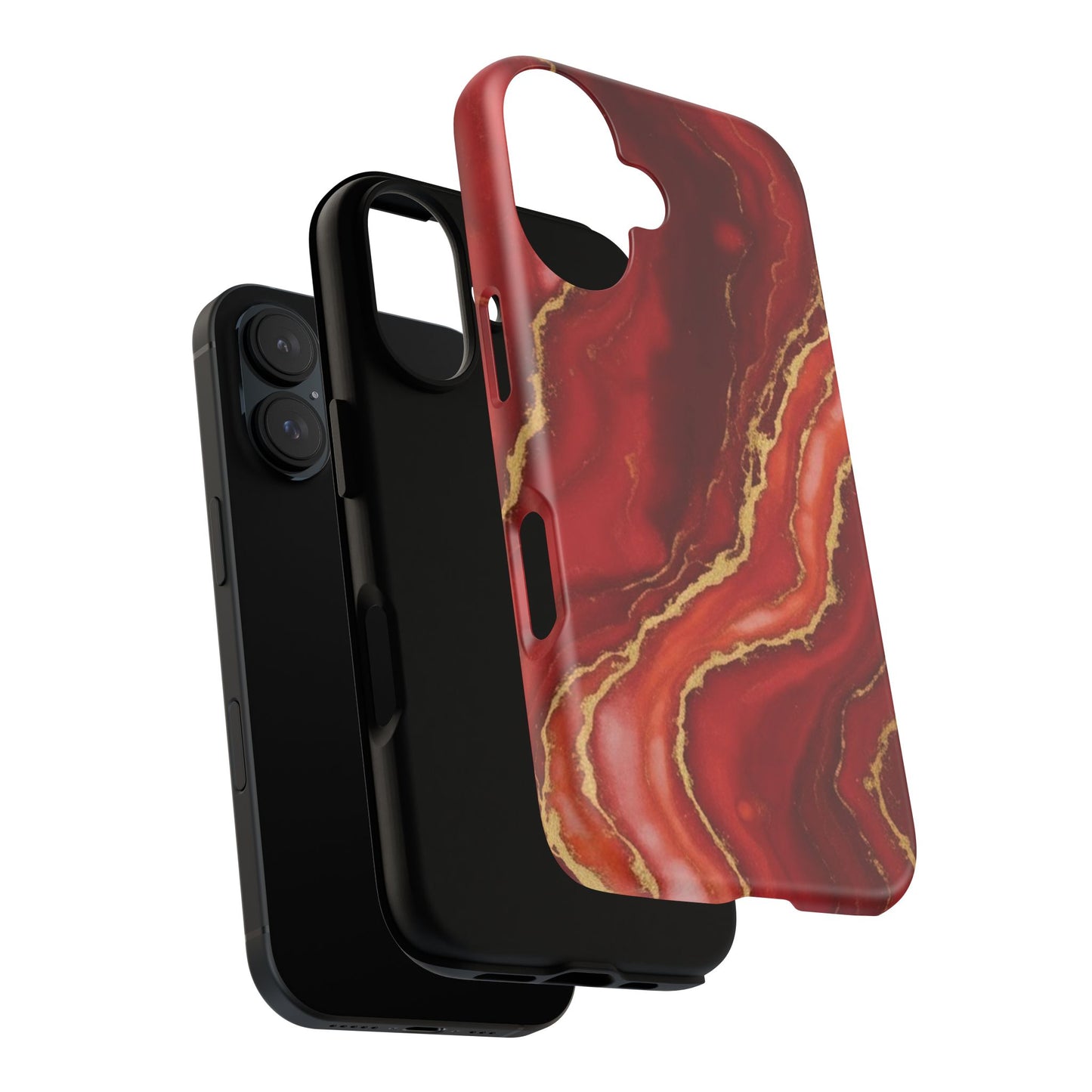 Red Agate Marble Phone Case – Gold Vein Luxury Stone Tough Case (iPhone, Samsung, Pixel)