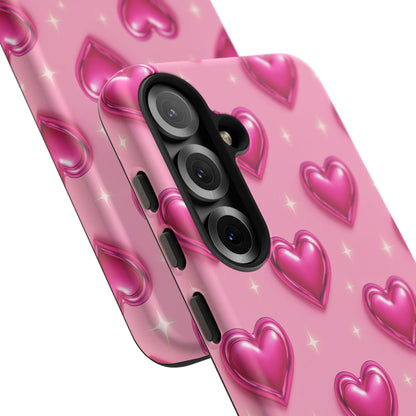Pink Heart Pattern Phone Case | Tough Protective Case for Iphone, Samsung Galaxy and Pixel