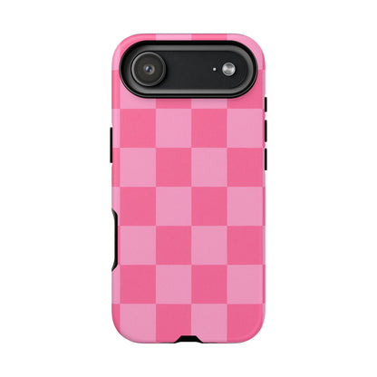 Pink Checkerboard Phone Case | Cute Aesthetic Checkered iPhone & Samsung Tough Case