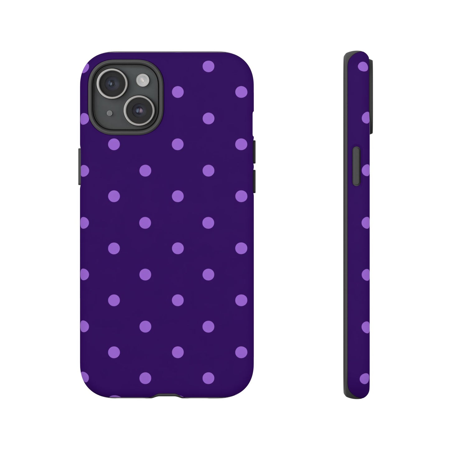 Purple Polka Dot Tough Phone Case – Cute Stylish Durable Protective Cover for Iphone, Samsung Galaxy and Pixel