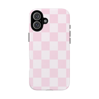 Pink Checkerboard Phone Case | Aesthetic Tough Protective Case