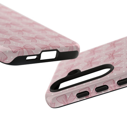 Pink Bow Pattern Phone Case – Soft Coquette Aesthetic Tough Case