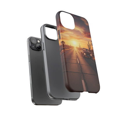 Route 66 Sunset Desert Highway Phone Case – Road Trip Travel Aesthetic Tough Case
