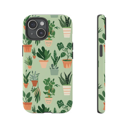 Plant Lover Phone Case | Cute Potted Plants Pattern | Botanical Aesthetic Tough Case