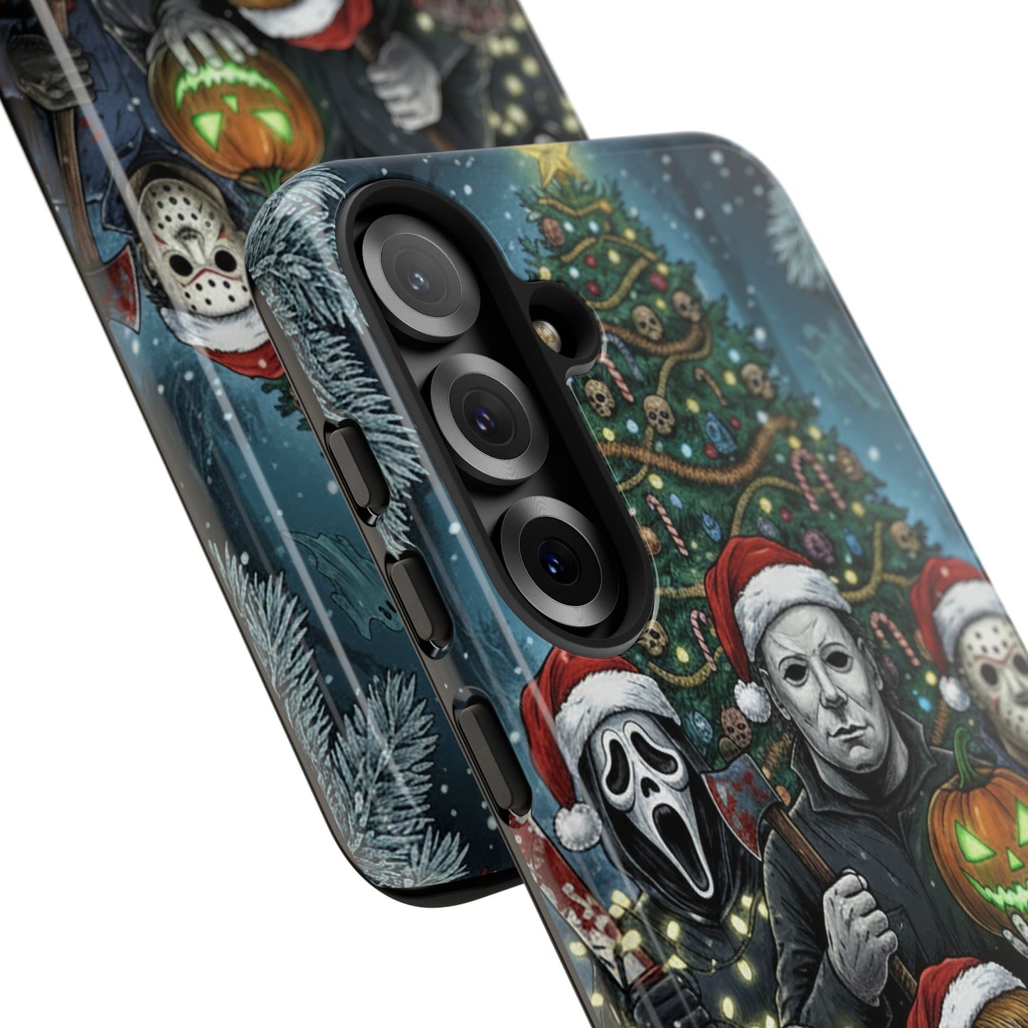 Christmas Horror Phone Case – Festive Slasher Collage Tough Case (iPhone, Samsung, Pixel)