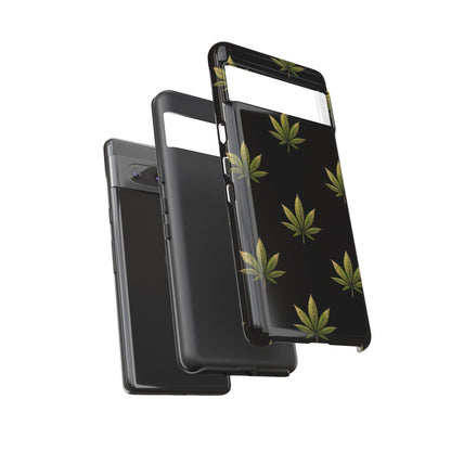 Cannabis Leaf Phone Case Green Weed Leaf Pattern Tough Protective Cover