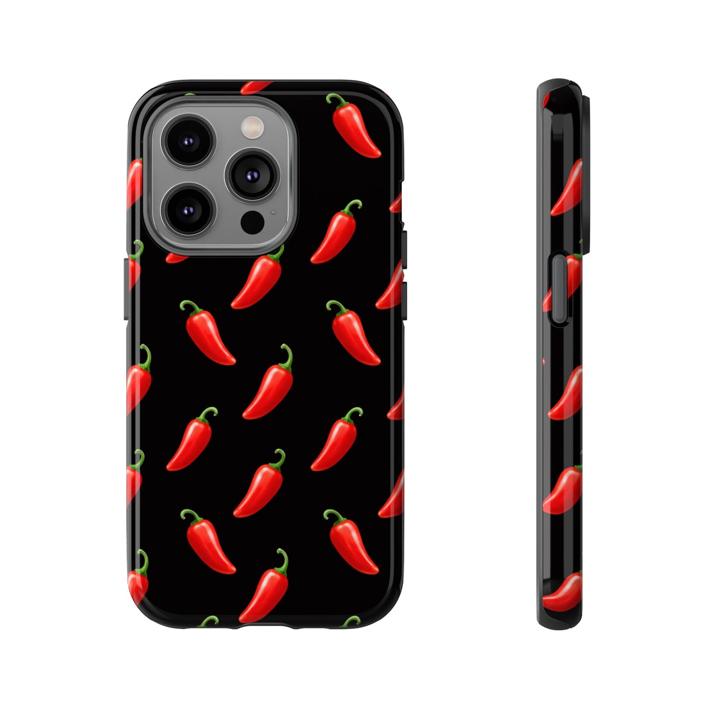 Spicy Chili Pepper Phone Case – Black Cute Hot Pepper Tough Cover for Iphone, Samsung Galaxy and Pixel