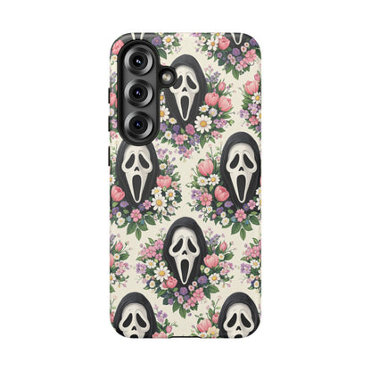 Floral Ghost Face Aesthetic Phone Case – Cute Spooky Tough Cover