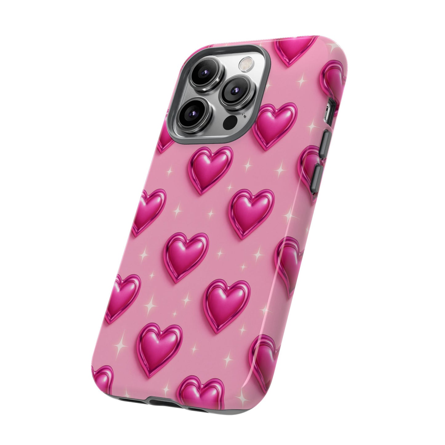 Pink Heart Pattern Phone Case | Tough Protective Case for Iphone, Samsung Galaxy and Pixel