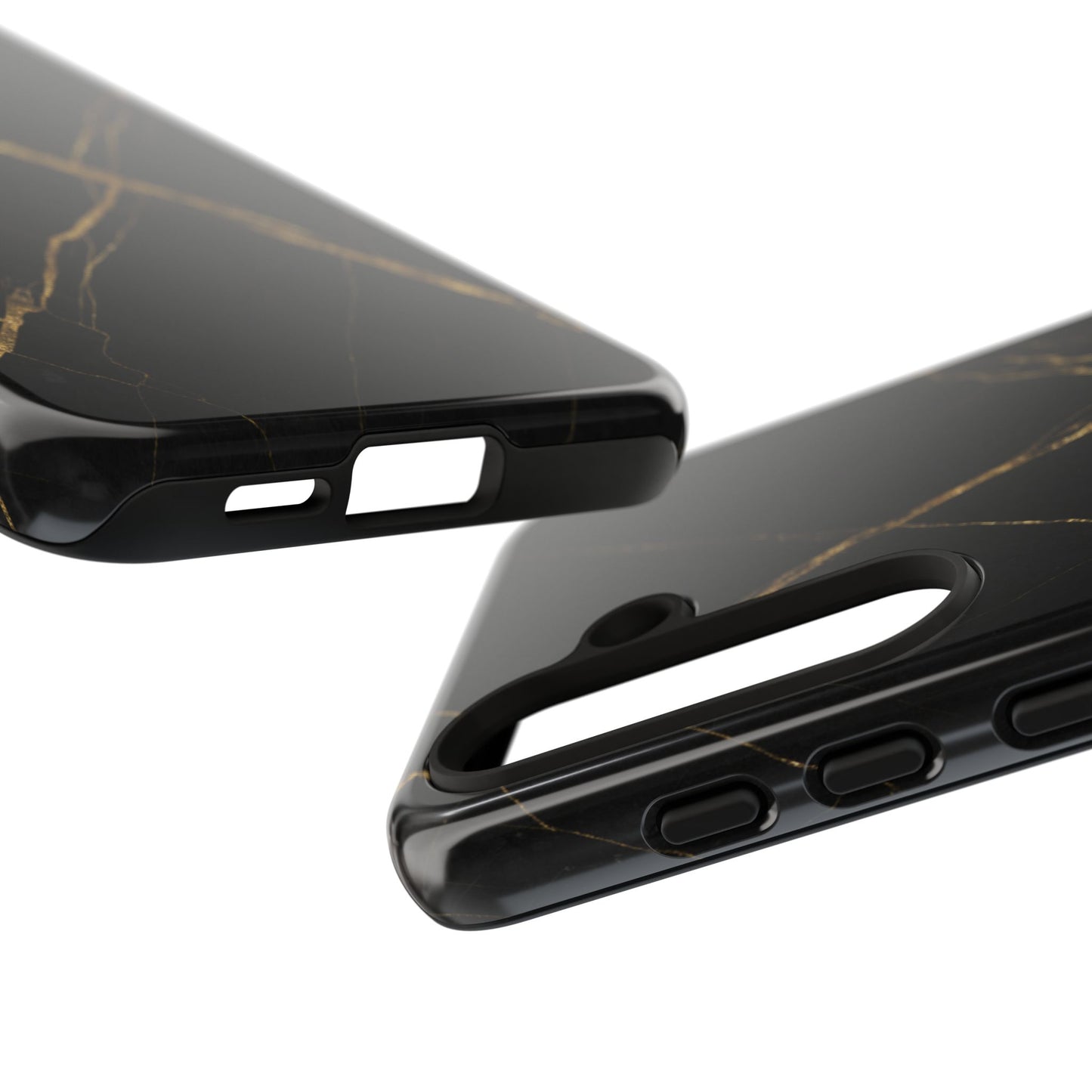 Black Marble Phone Case with Gold Veins – Luxury Minimal Aesthetic Tough Case