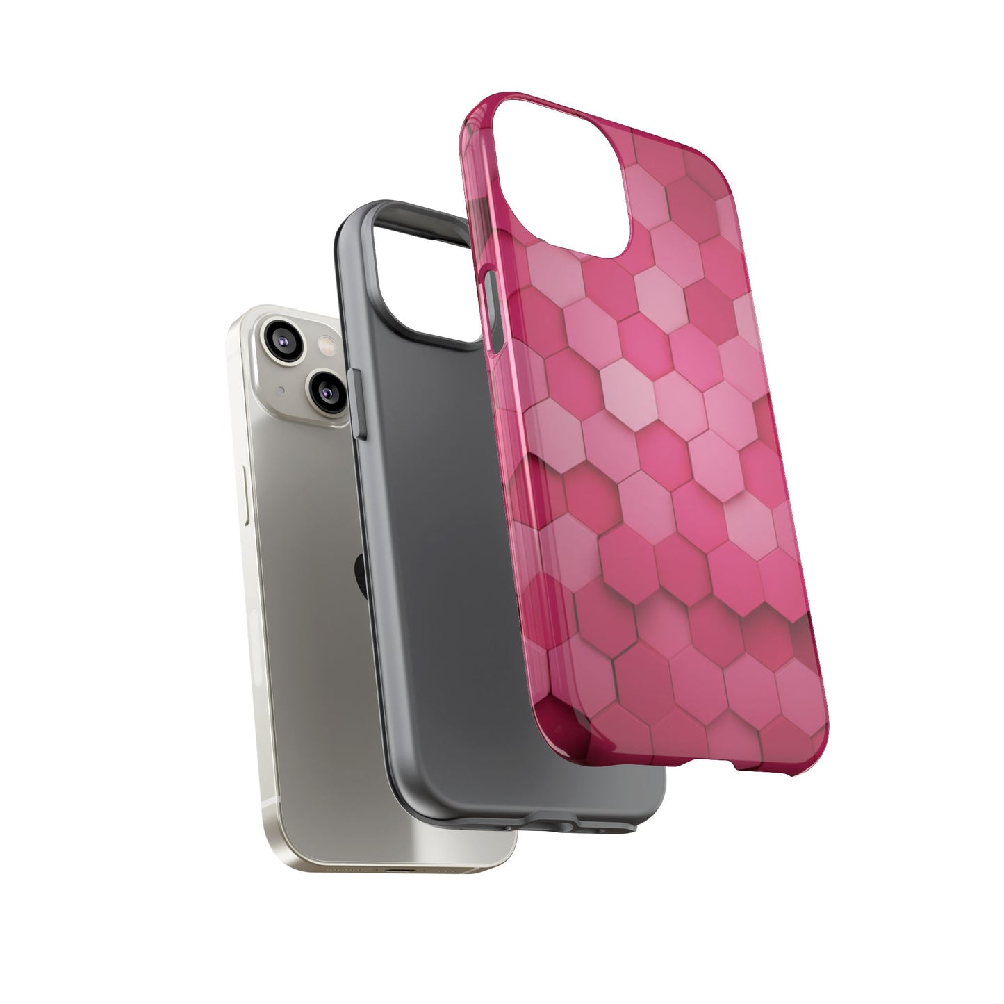 Hot Pink Hexagon Phone Case | Honeycomb Geometric Aesthetic | Cute Pink iPhone & Samsung Tough Protective Case