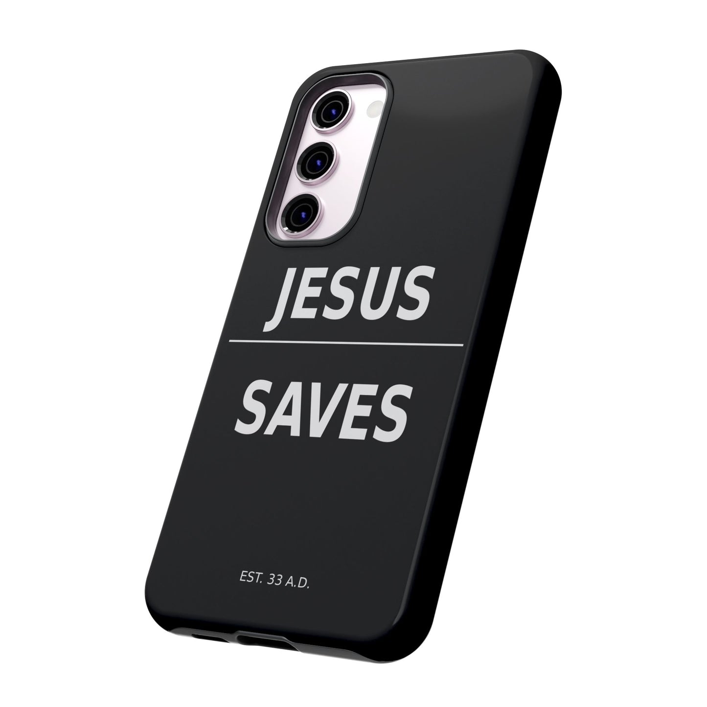 Jesus Saves Phone Case Christian Religious Minimalist Black Tough Cover