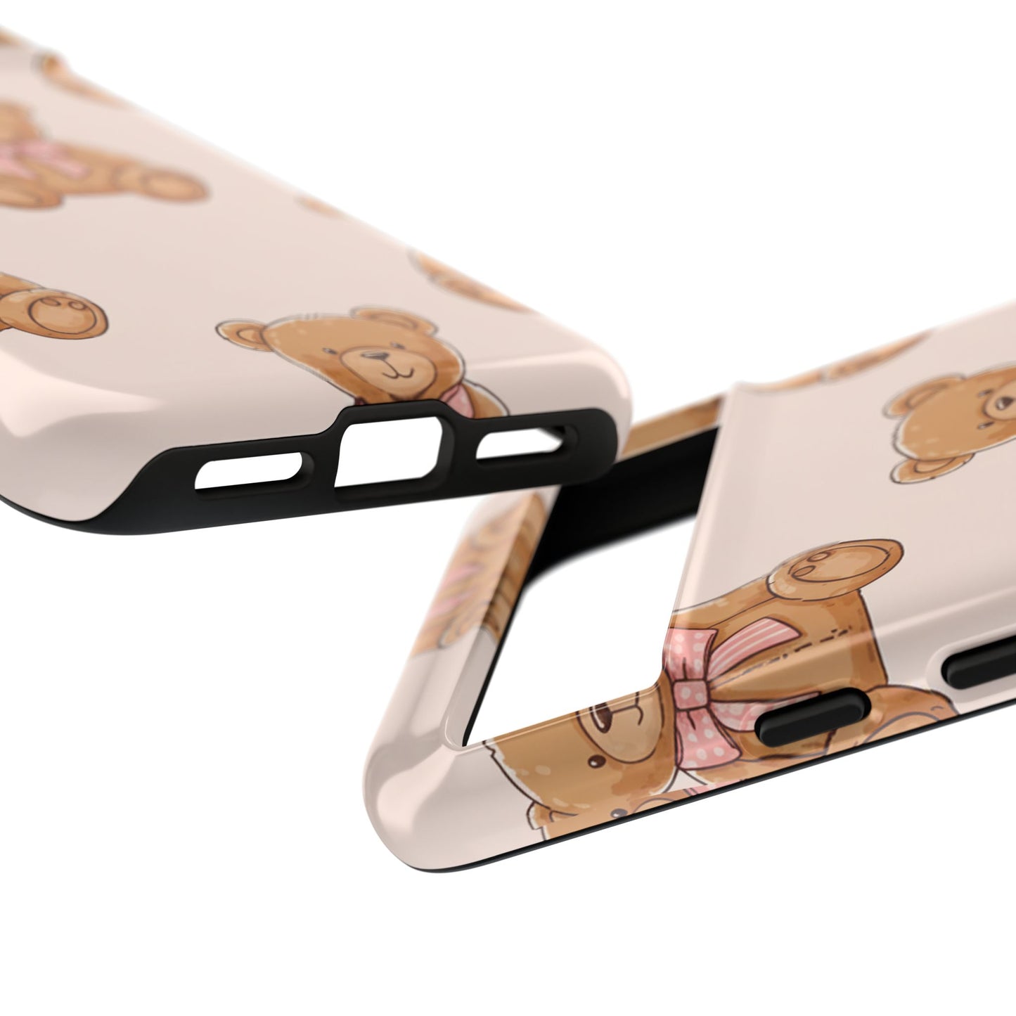 Teddy Bear Phone Case | Cute Coquette Aesthetic Pink Bear Pattern Case | Kawaii Soft Girl iPhone & Samsung Tough Protective Case