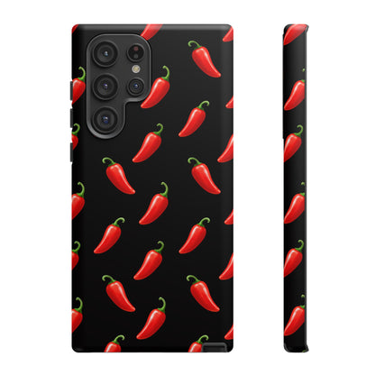 Spicy Chili Pepper Phone Case – Black Cute Hot Pepper Tough Cover for Iphone, Samsung Galaxy and Pixel