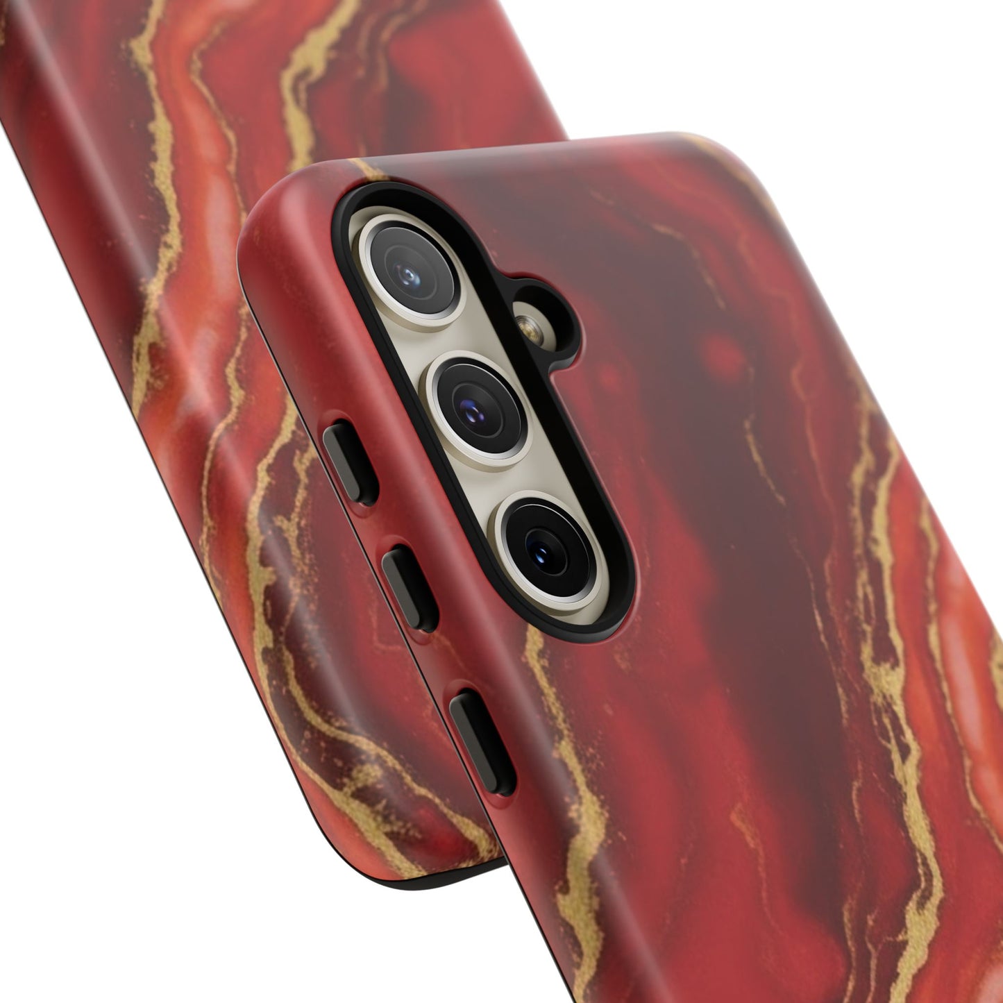 Red Agate Marble Phone Case – Gold Vein Luxury Stone Tough Case (iPhone, Samsung, Pixel)
