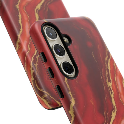 Red Agate Marble Phone Case – Gold Vein Luxury Stone Tough Case (iPhone, Samsung, Pixel)