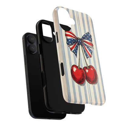 Patriotic Cherry Phone Case Americana Coquette Aesthetic iPhone Samsung