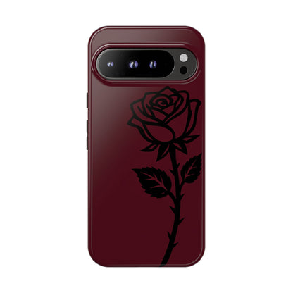 Black Rose Burgundy iPhone Case | Dark Aesthetic Shockproof Protective Cover