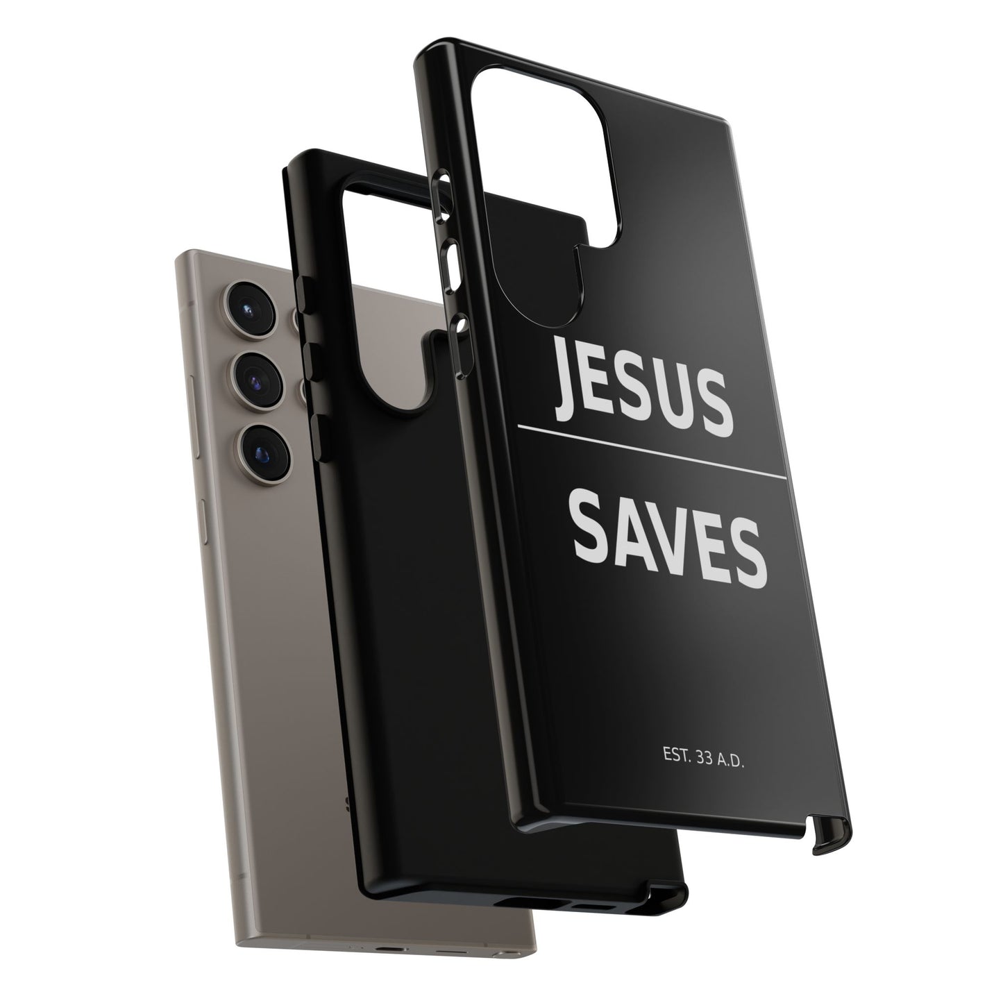 Jesus Saves Phone Case Christian Religious Minimalist Black Tough Cover