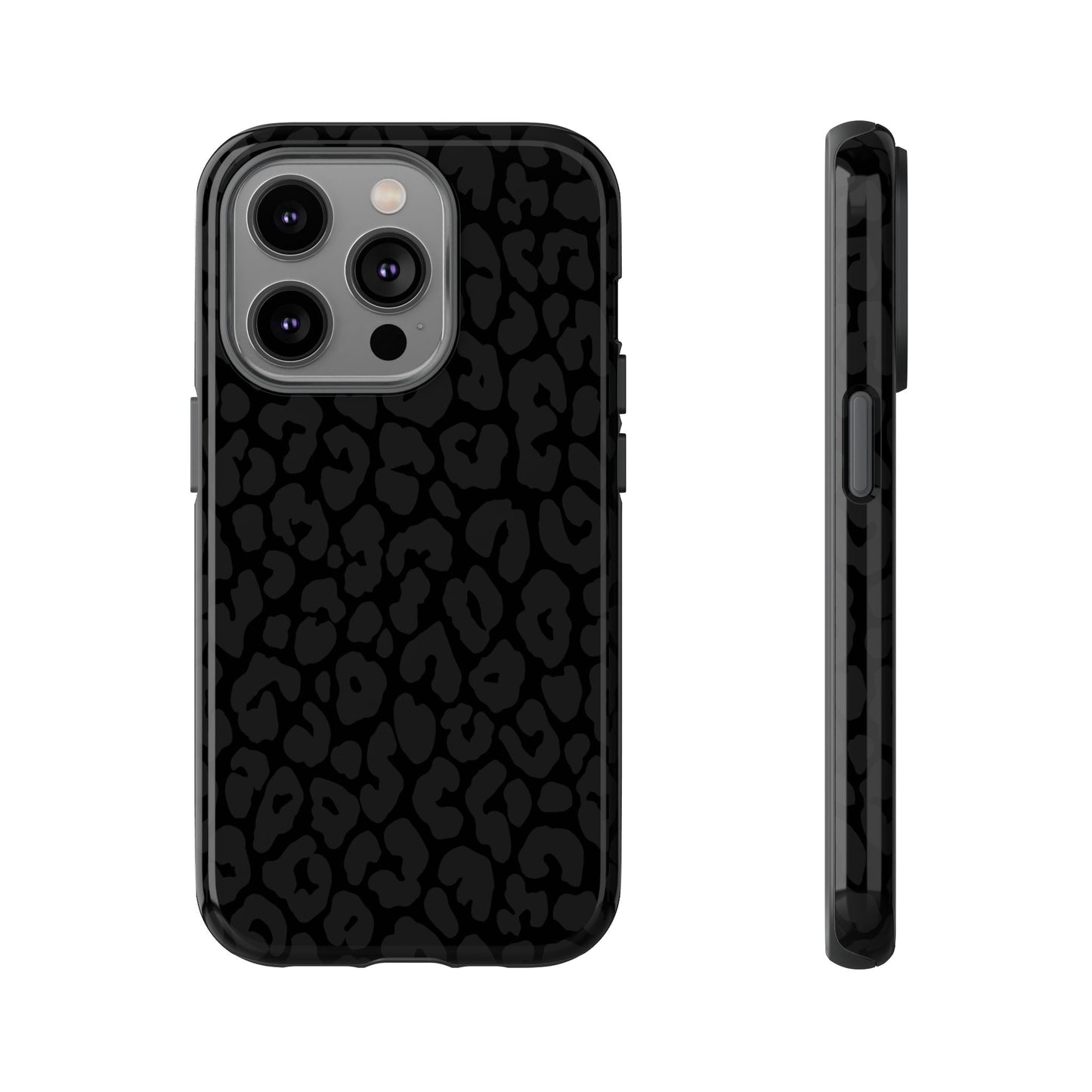 Black Leopard Phone Case | Black on Black Leopard Print Tough iPhone & Samsung Case | Matte or Glossy Protective Cover