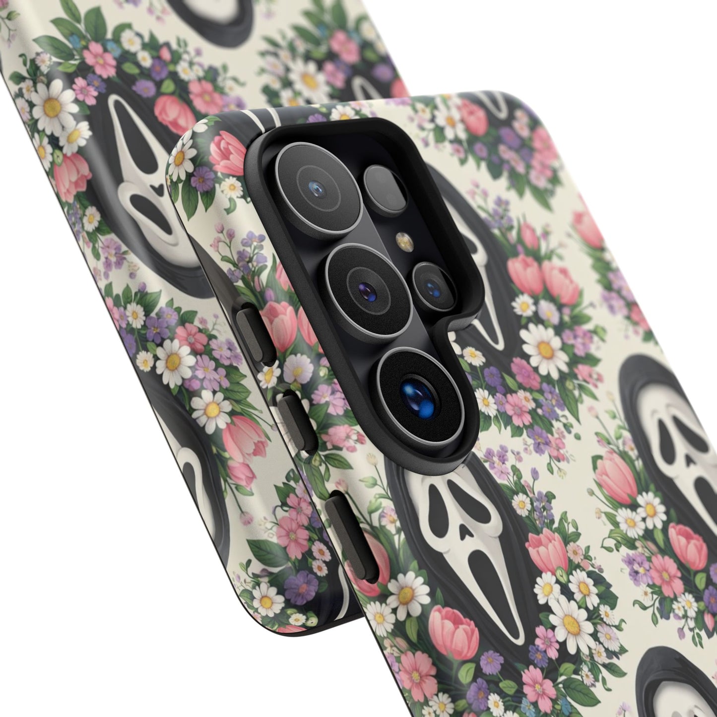 Floral Ghost Face Aesthetic Phone Case – Cute Spooky Tough Cover