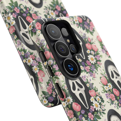 Floral Ghost Face Aesthetic Phone Case – Cute Spooky Tough Cover