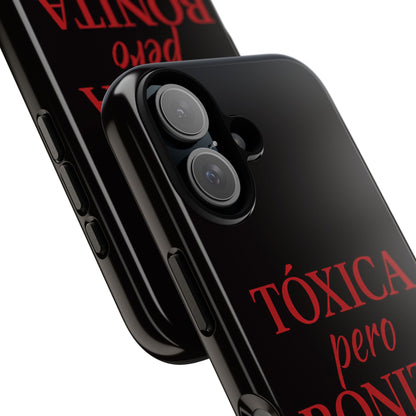 Toxica Pero Bonita Phone Case, Latina Quote Case, Red Lips Aesthetic, Spanish Saying Case, Trendy Tough Cover