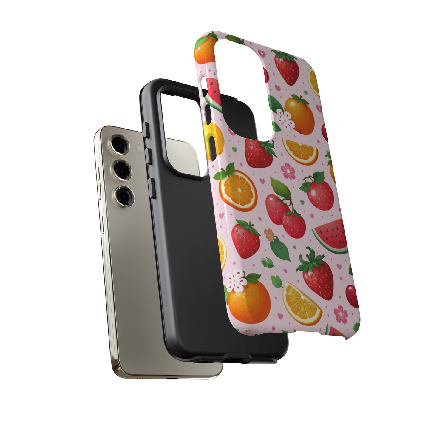 Fruit Phone Case – Tough Shockproof, Strawberry Cherry Citrus Summer Design for Iphone, Samsung Galaxy and Pixel