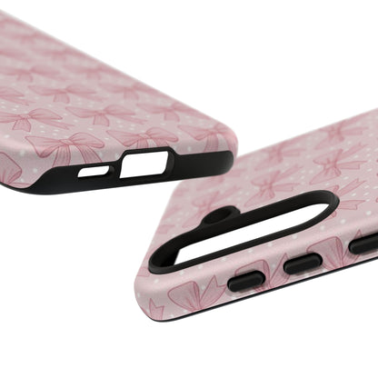 Pink Bow Pattern Phone Case – Soft Coquette Aesthetic Tough Case