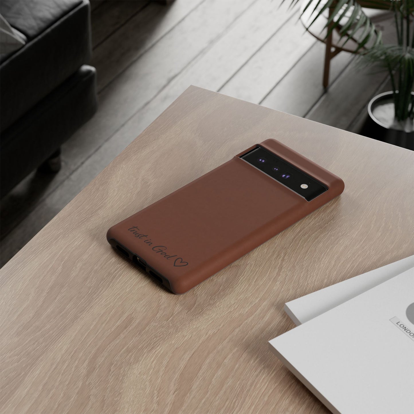 Trust in God Phone Case – Brown Christian Tough Cover