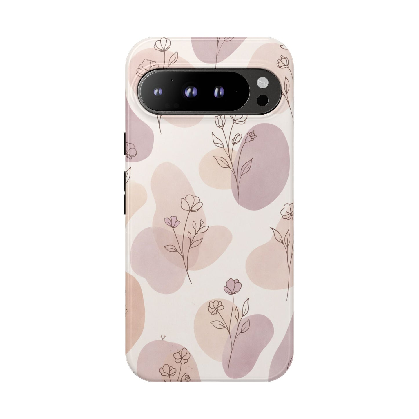 Blush Floral Phone Case Neutral Botanical Watercolor Tough Cover
