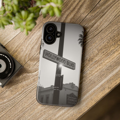 Hollywood Blvd Phone Case | Vintage Los Angeles Street Sign | Black & White LA Aesthetic