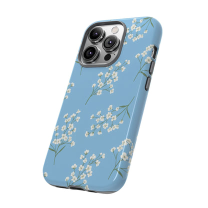 Baby’s Breath Floral Phone Case – Blue Minimal Flower Aesthetic Tough Case