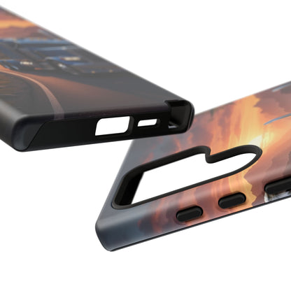 Semi Truck Sunset Phone Case | Trucker Gift | Diesel Truck Highway Road iPhone & Samsung Tough Protective Case