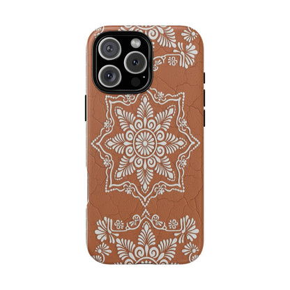 Talavera Terracotta Phone Case | Mexican Floral Pattern iPhone & Samsung Tough Case | Boho Clay Aesthetic Cover
