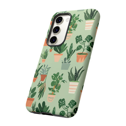Plant Lover Phone Case | Cute Potted Plants Pattern | Botanical Aesthetic Tough Case