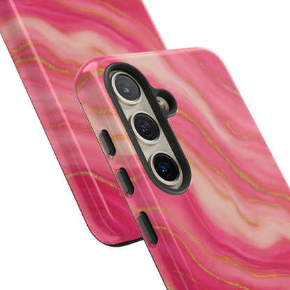 Pink Marble Phone Case | Rose Gold Swirl Aesthetic Tough Protective Case