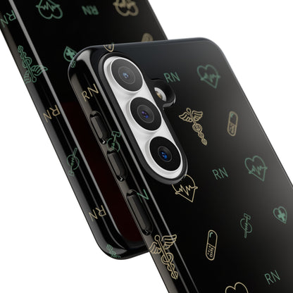 RN Nurse Phone Case – Minimal Medical Icon Pattern Healthcare Worker Tough Case