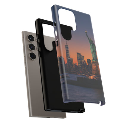 Statue of Liberty Sunset Phone Case – New York City Skyline Travel Aesthetic Tough Case