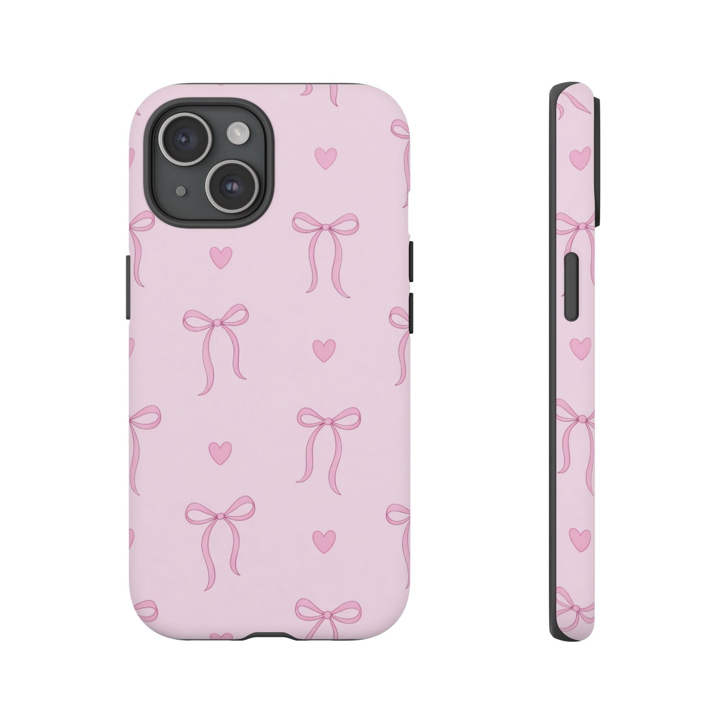 Pink Bow Heart Aesthetic Phone Case – Coquette Cute Tough Cover