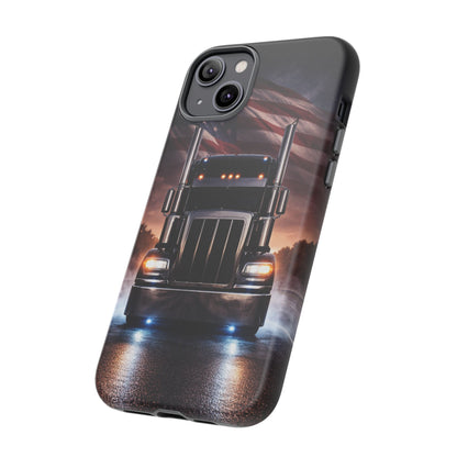 Semi Truck Phone Case American Flag Big Rig Trucker Gift iPhone Samsung