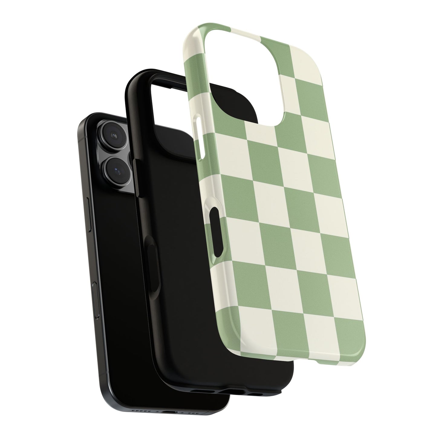 Sage Green Checkerboard Phone Case | Minimal Aesthetic Checkered iPhone & Samsung Tough Case