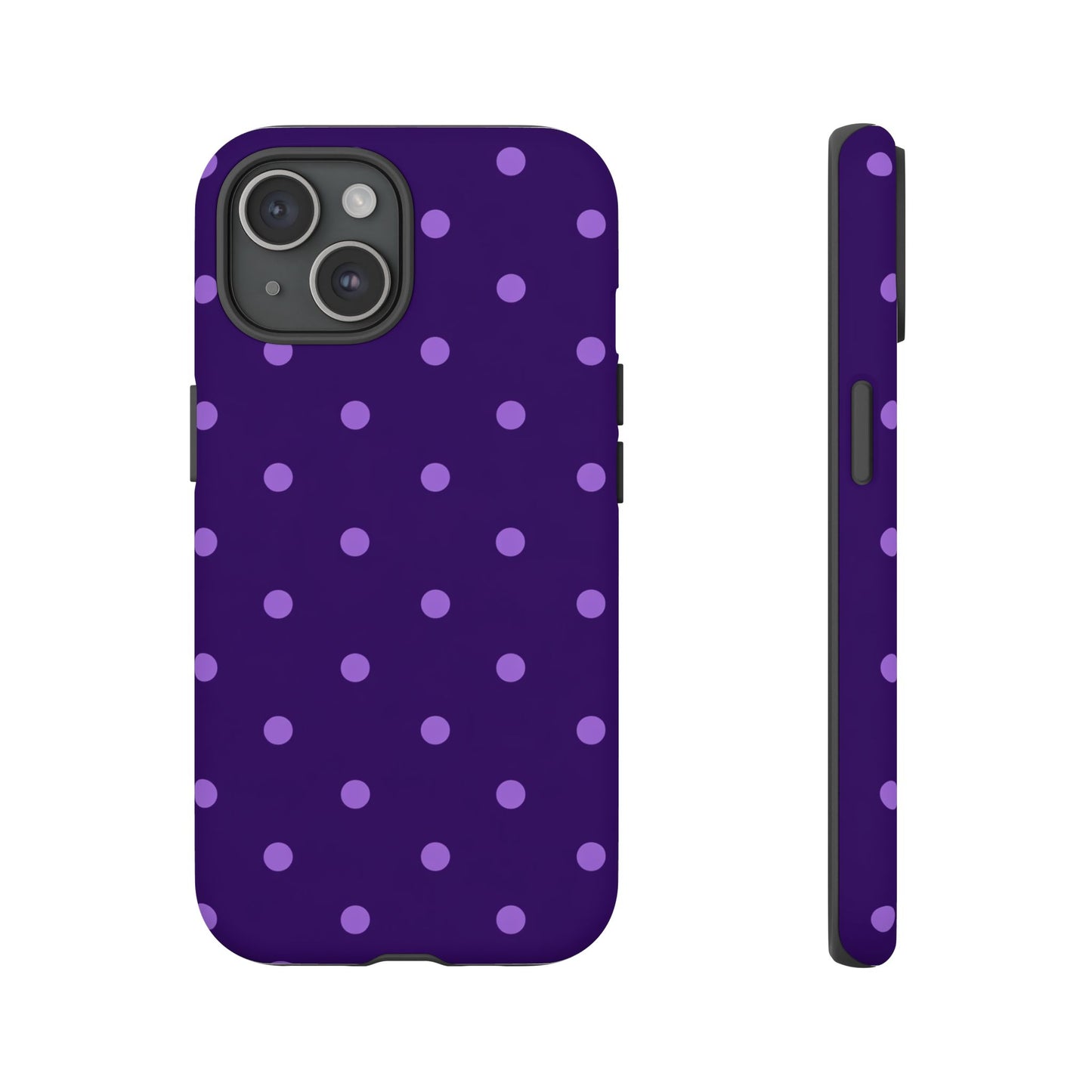 Purple Polka Dot Tough Phone Case – Cute Stylish Durable Protective Cover for Iphone, Samsung Galaxy and Pixel