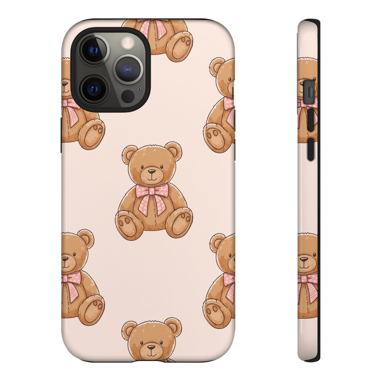 Teddy Bear Phone Case | Cute Coquette Aesthetic Pink Bear Pattern Case | Kawaii Soft Girl iPhone & Samsung Tough Protective Case