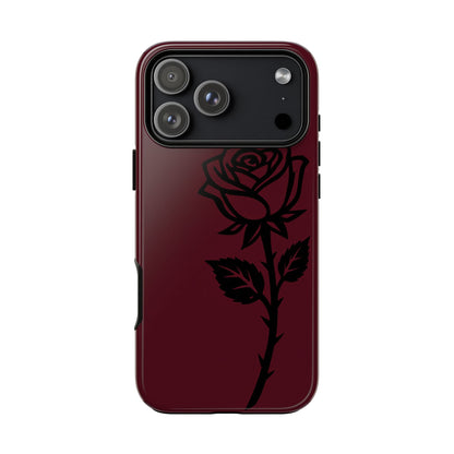 Black Rose Burgundy iPhone Case | Dark Aesthetic Shockproof Protective Cover