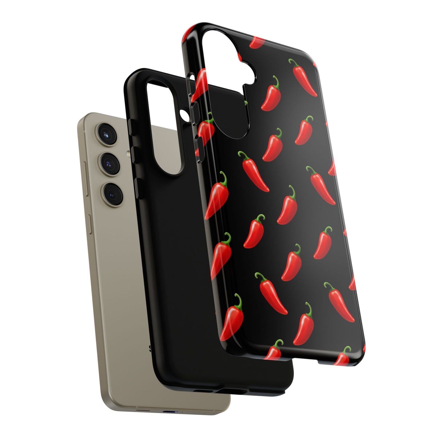 Spicy Chili Pepper Phone Case – Black Cute Hot Pepper Tough Cover for Iphone, Samsung Galaxy and Pixel