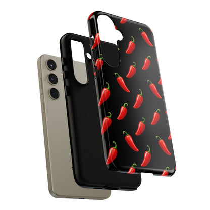 Spicy Chili Pepper Phone Case – Black Cute Hot Pepper Tough Cover for Iphone, Samsung Galaxy and Pixel