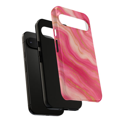Pink Marble Phone Case | Rose Gold Swirl Aesthetic Tough Protective Case