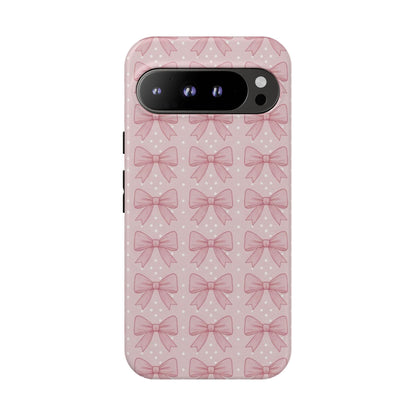 Pink Bow Pattern Phone Case – Soft Coquette Aesthetic Tough Case